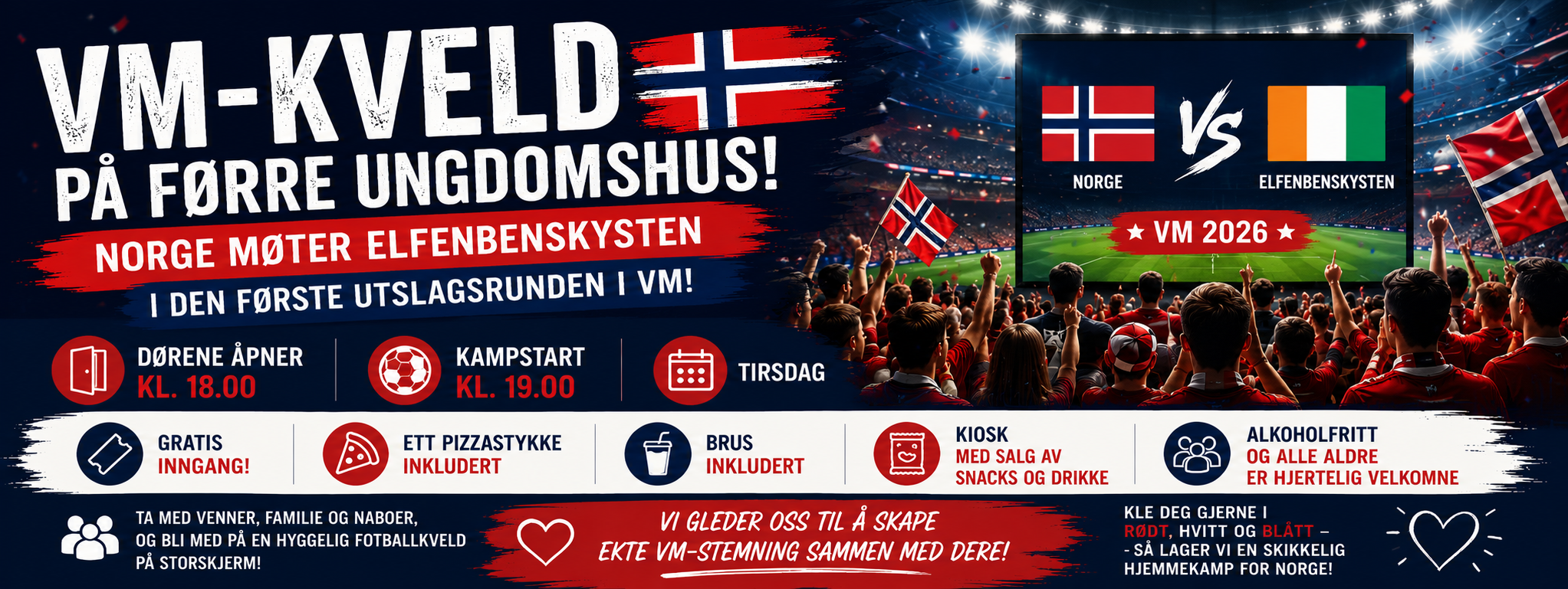 VM-kveld ⚽  – Norge 🇳🇴 vs. Elfenbenskysten 🇨🇮 
